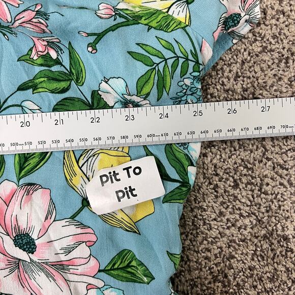 TORRID Women's 3X (3) Blue Floral Boho Rayon Slub Flutter Short Sleeve Blouse - Picture 10 of 12